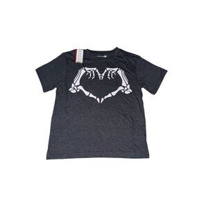 Skeleton Heart Graphic Youth T-Shirt Celebrate It Small S Gray Cotton/Polyester